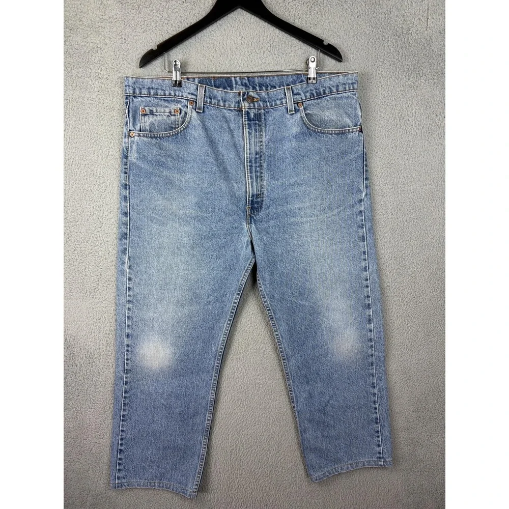 VTG Levis 505 Jeans Mens 42x27 Blue Light Wash Regular Straight Denim Made USA
